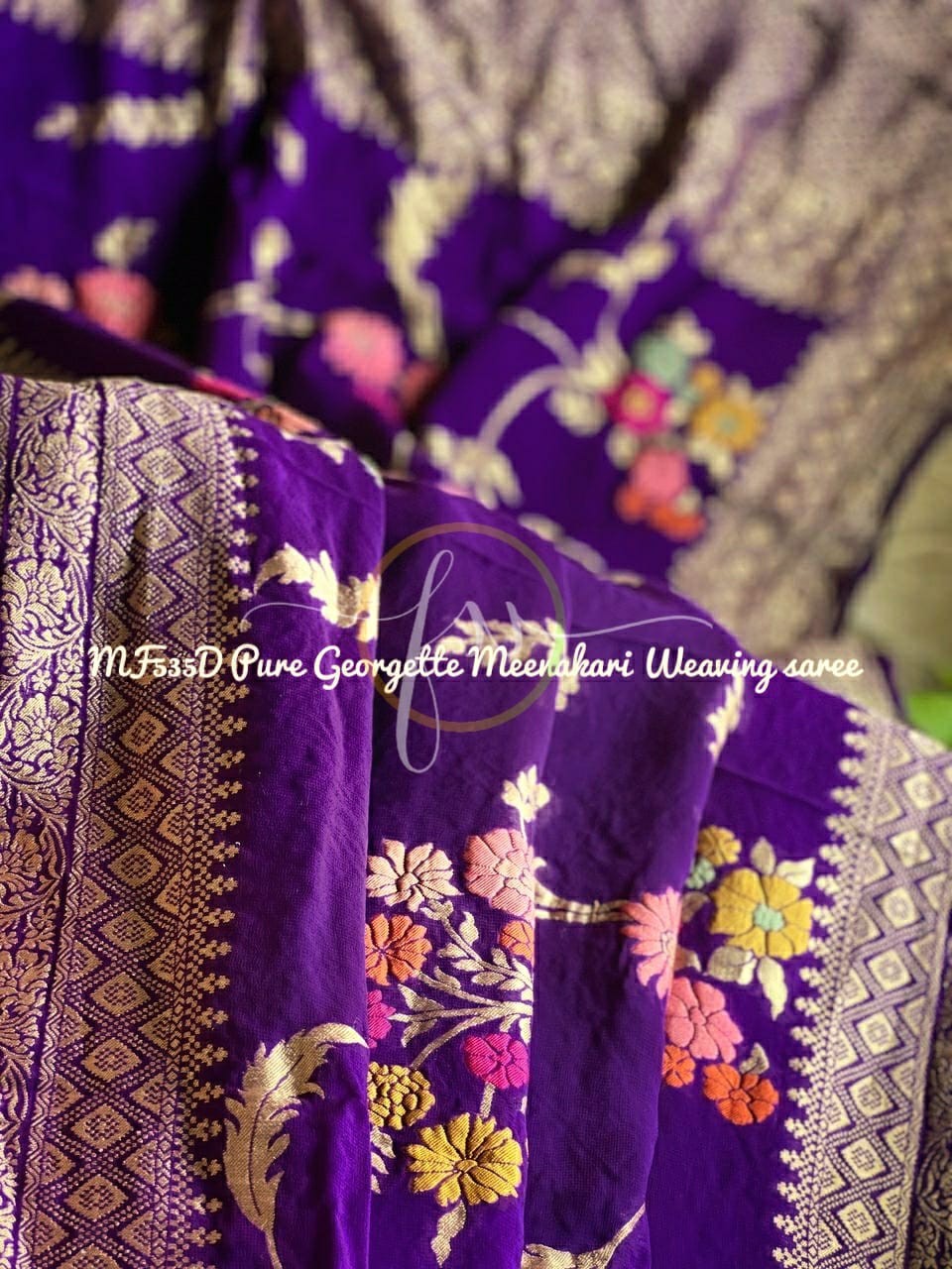 Floral beautiful Meenakari saree - Saffronfashionindia