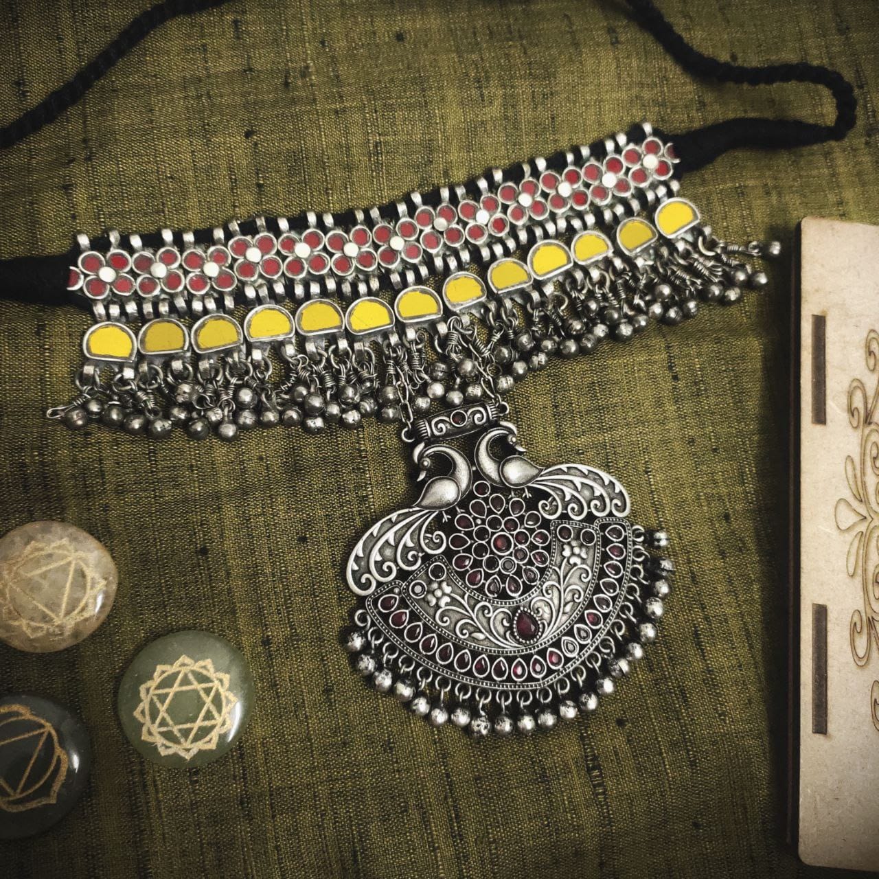 Afghani glass choker set/choker/tribal choker - Saffronfashionindia