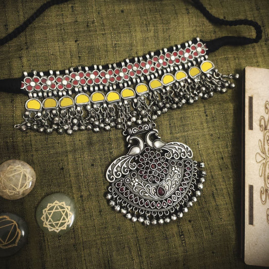 Afghani glass choker set/choker/tribal choker - Saffronfashionindia