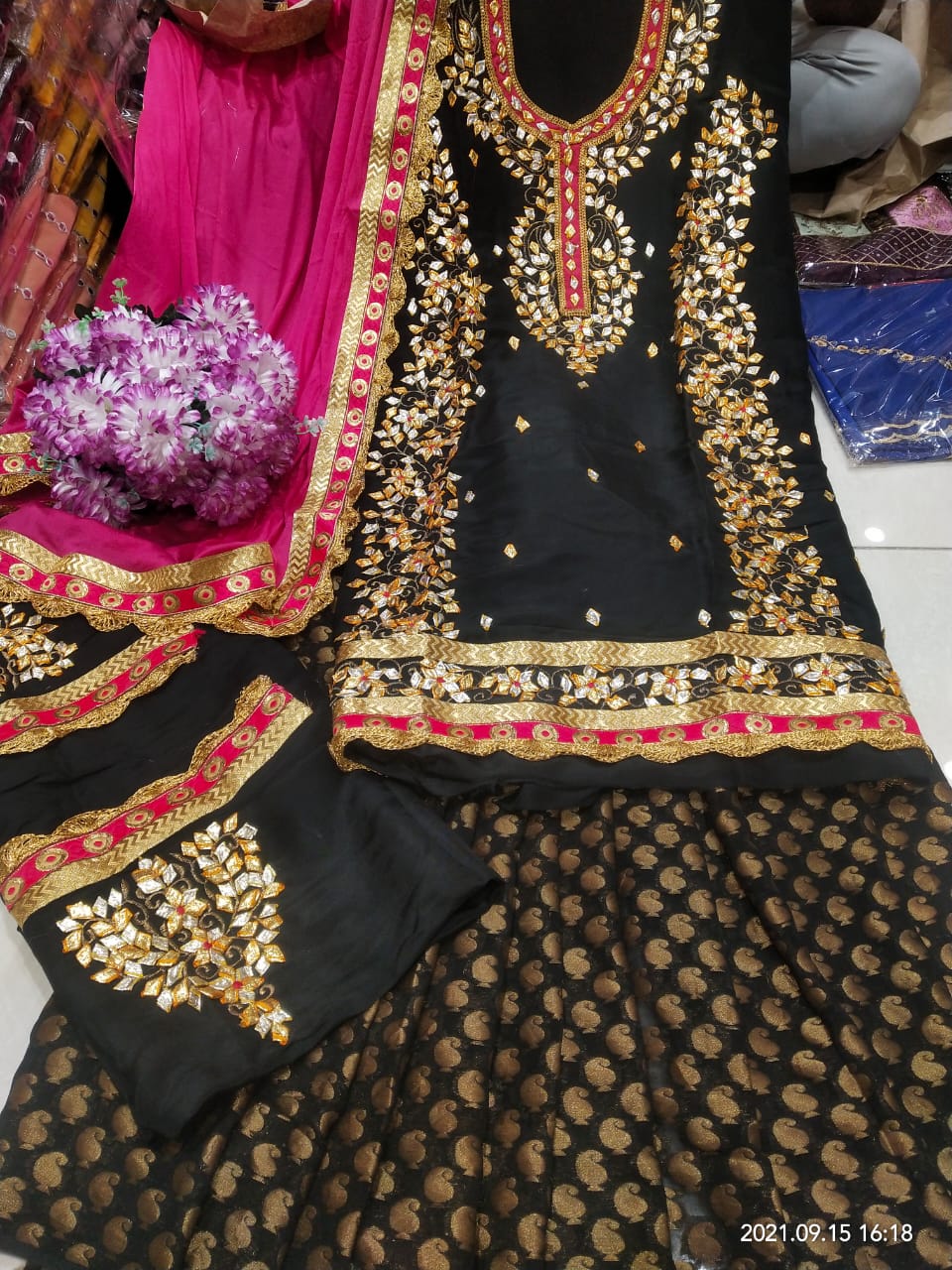Black gotta pattu salwar suit - Saffronfashionindia