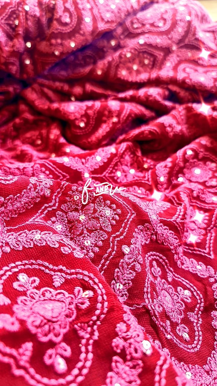 Jalebi inspired embroidered Chikankari saree - Saffronfashionindia