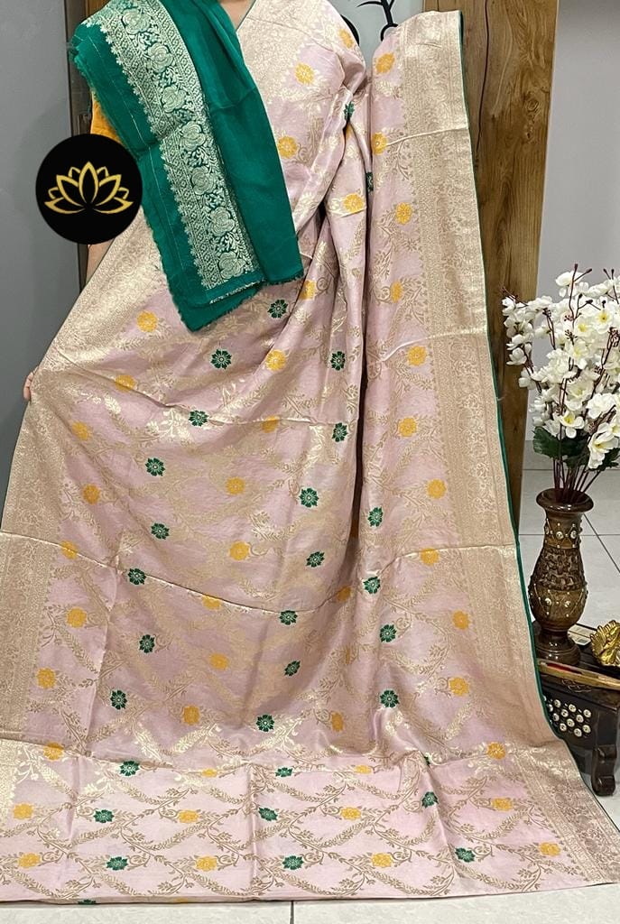 Venshik banarsi moonga saree - Saffronfashionindia