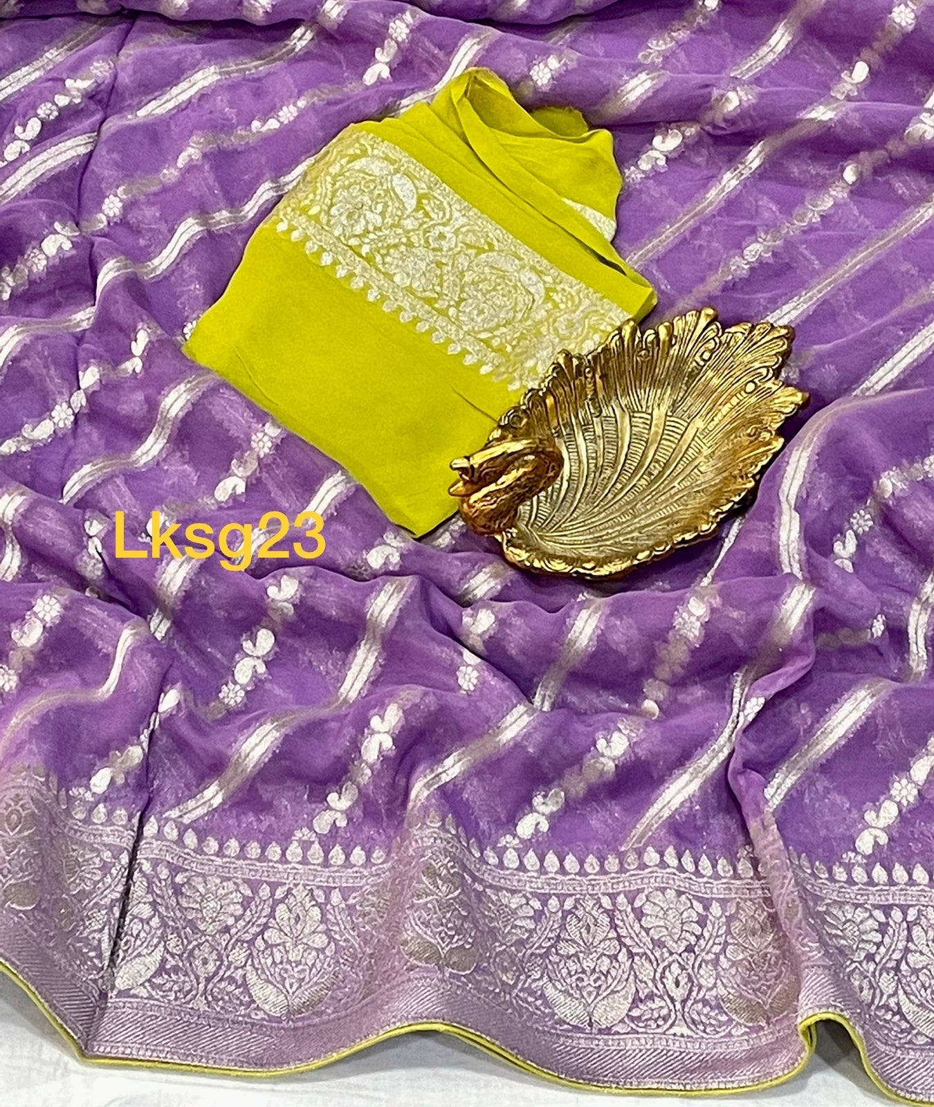 Rini khaddi gorgette silver jari saree - Saffronfashionindia