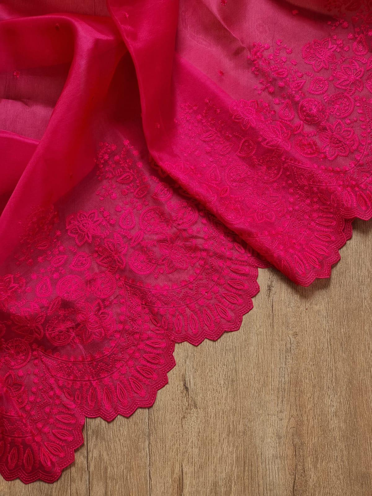 Scalloped inspired organza cutwork saree SaffronFashion