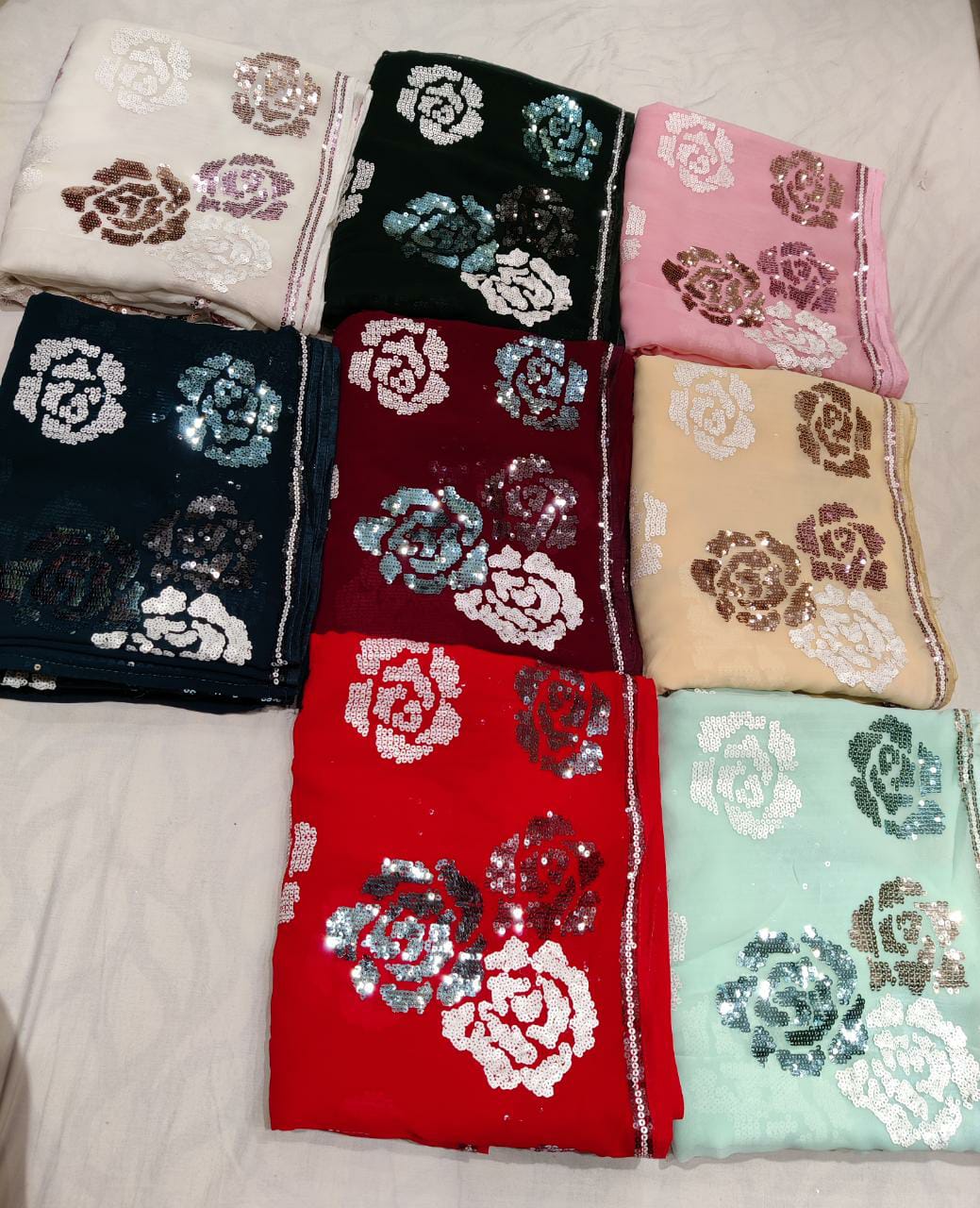 Sequence gorgette beautiful saree - Saffronfashionindia