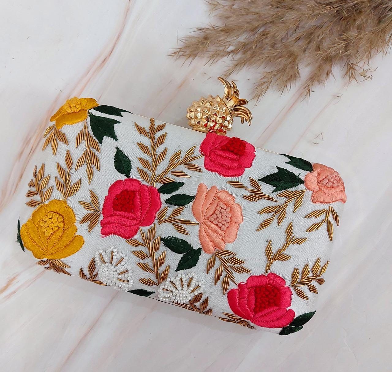 Nilim embroidery clutch - Saffronfashionindia