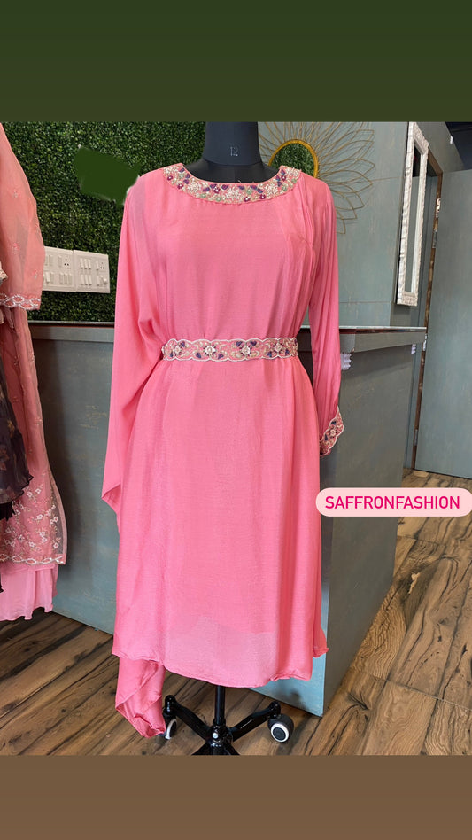 Yuvi chinon one  piece dress - Saffronfashionindia