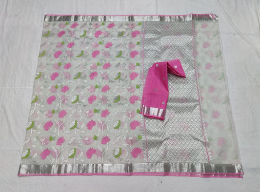 Zinati zari kota handloom saree - Saffronfashionindia