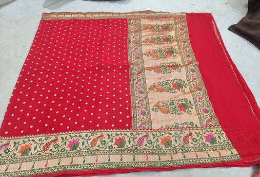 Sikhagarh gorgette saree - Saffronfashionindia