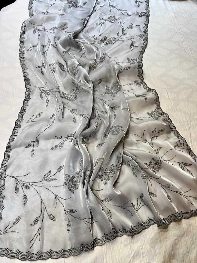 Tissue organza inspired sari - Saffronfashionindia