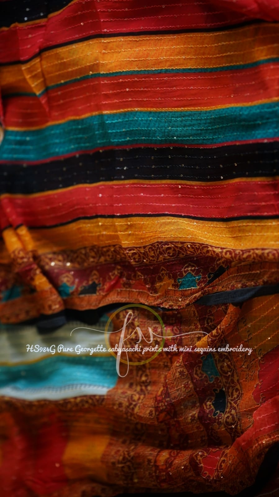 Gulmohar sequins saree - Saffronfashionindia