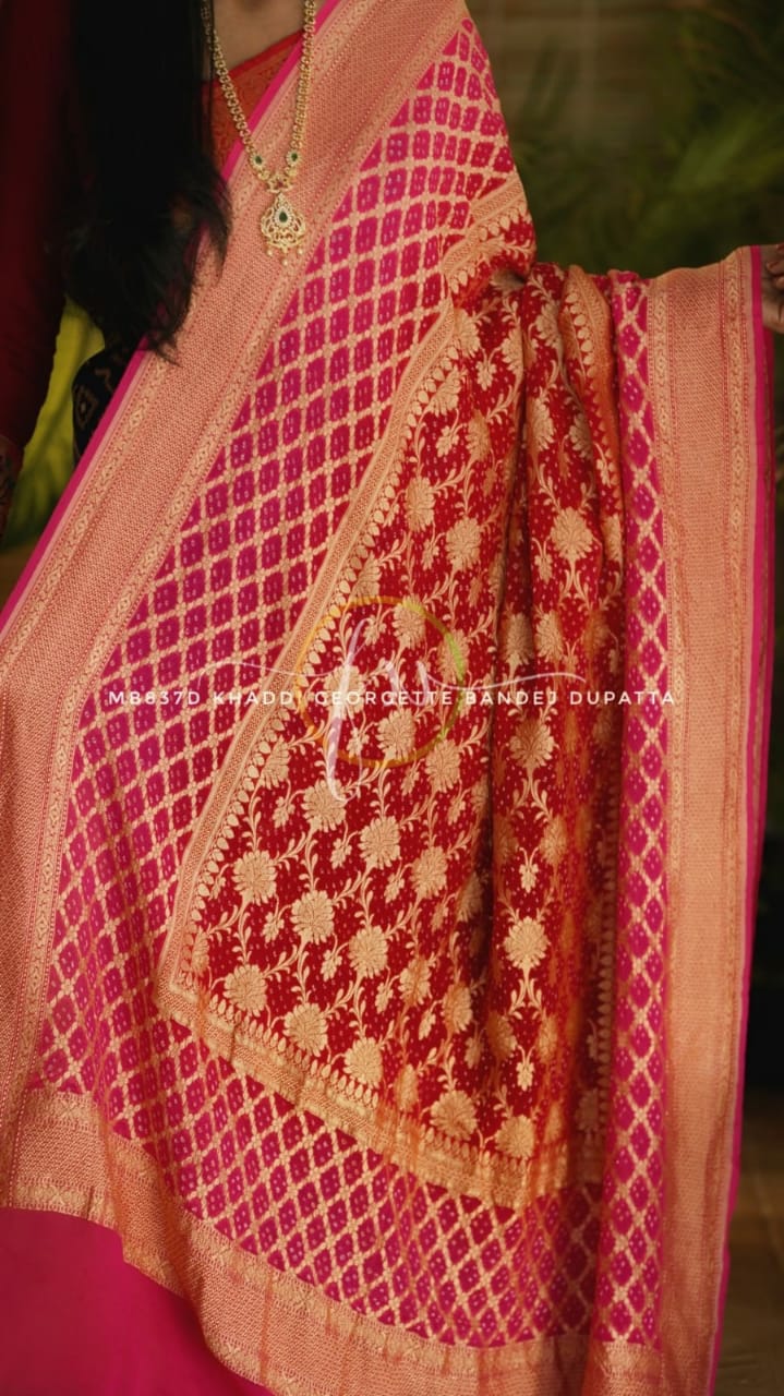 Weaving bandhej dupatta/traditional dupatta - Saffronfashionindia