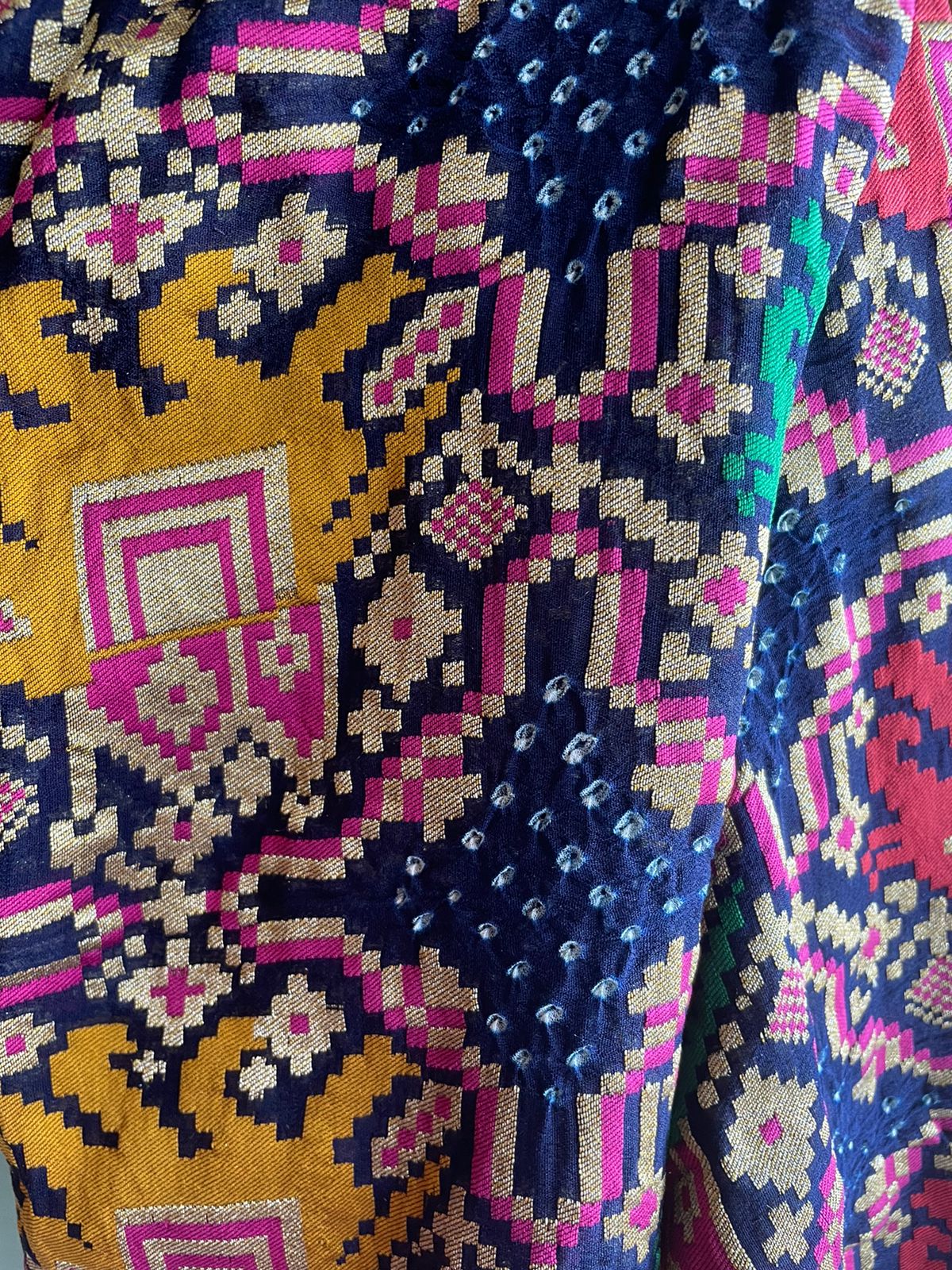 Patola inspired handwoven dupatta - Saffronfashionindia