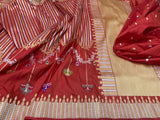 Red Banarsi inspired saree