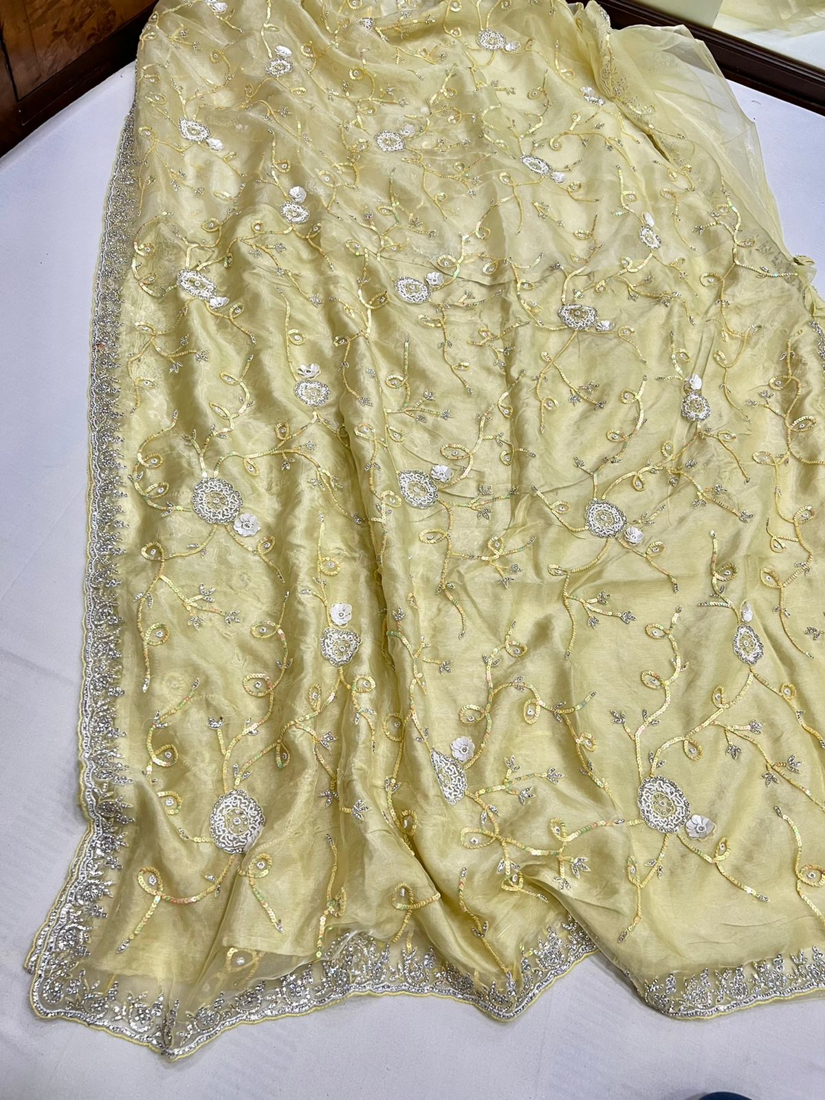 Moti sequence partywear saree - Saffronfashionindia