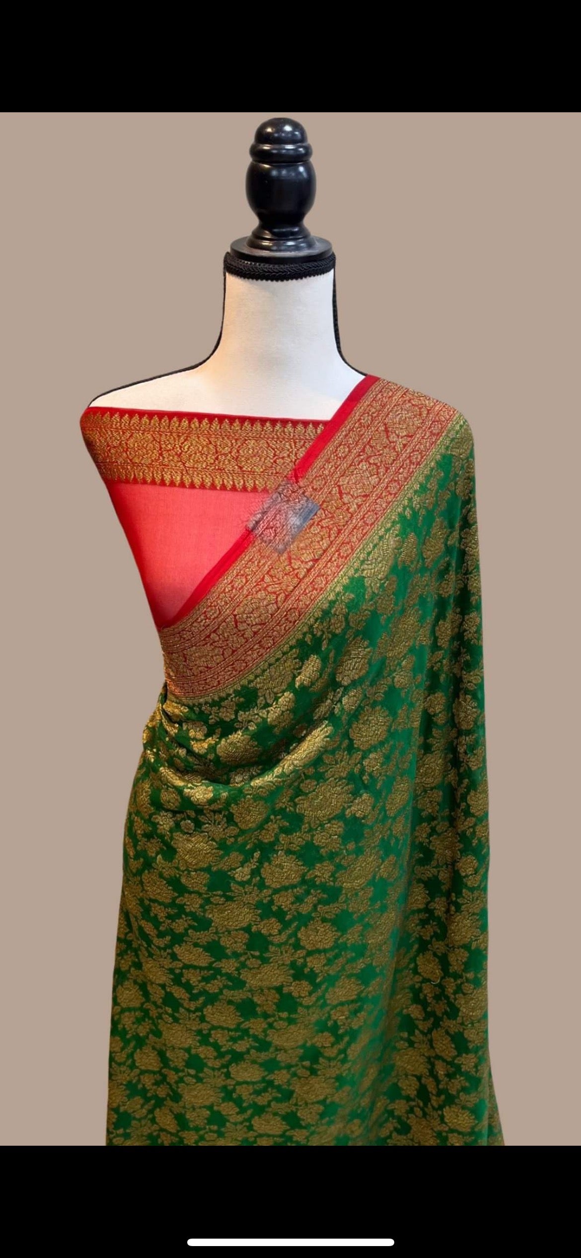 Avera khaddi gorgette saree - Saffronfashionindia