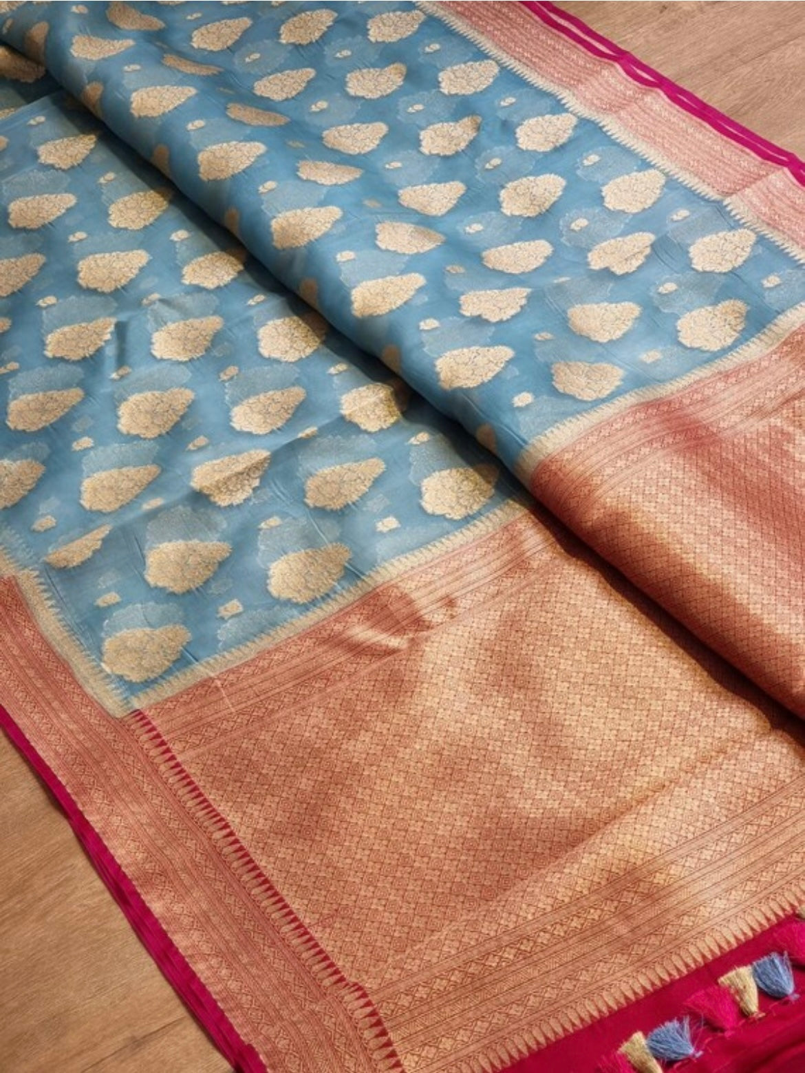 Banarsi kora saree - Saffronfashionindia