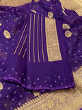 Purple banarsi kora saree