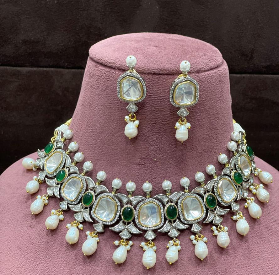 Victorian inspired choker set - Saffronfashionindia