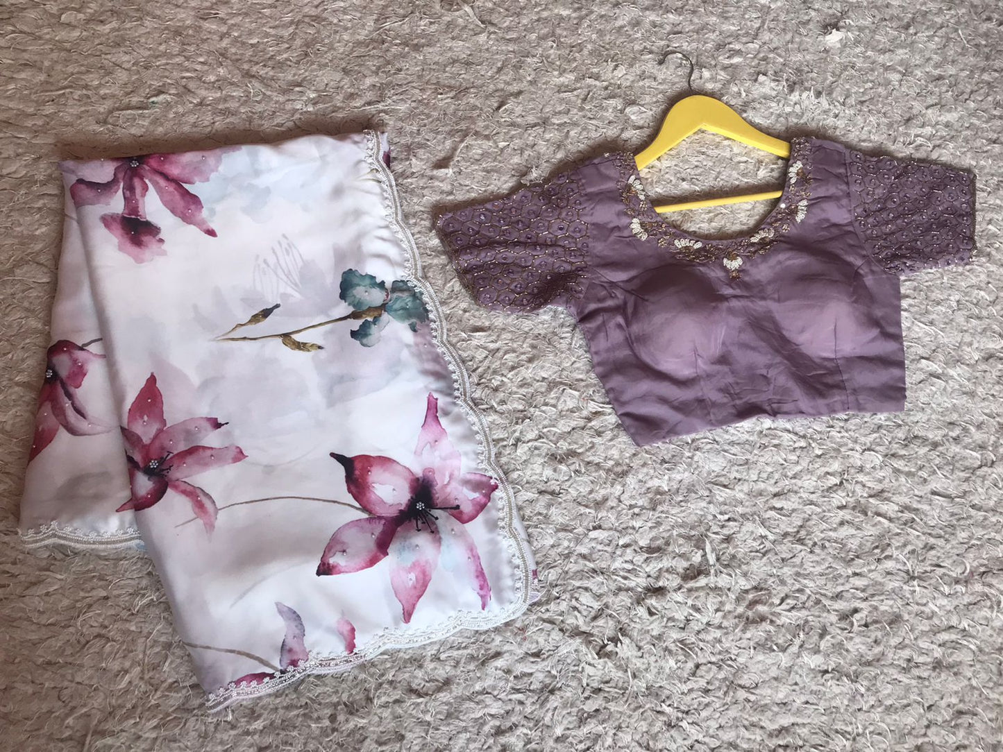 Satin printed luxury saree - Saffronfashionindia