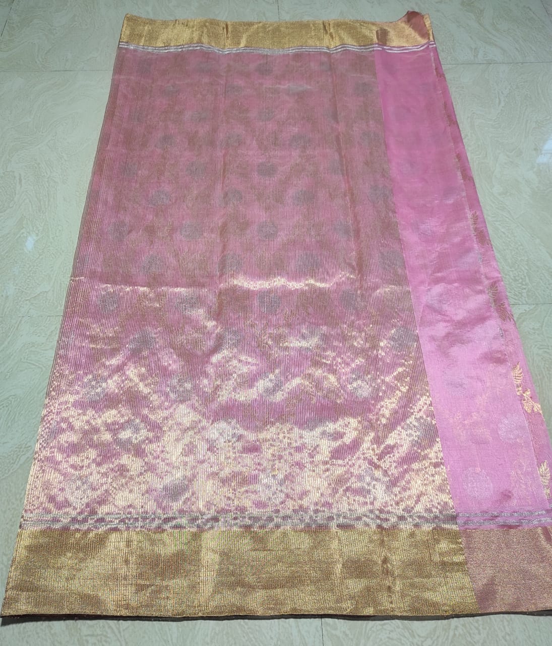 Pink Chanderi saree - Saffronfashionindia