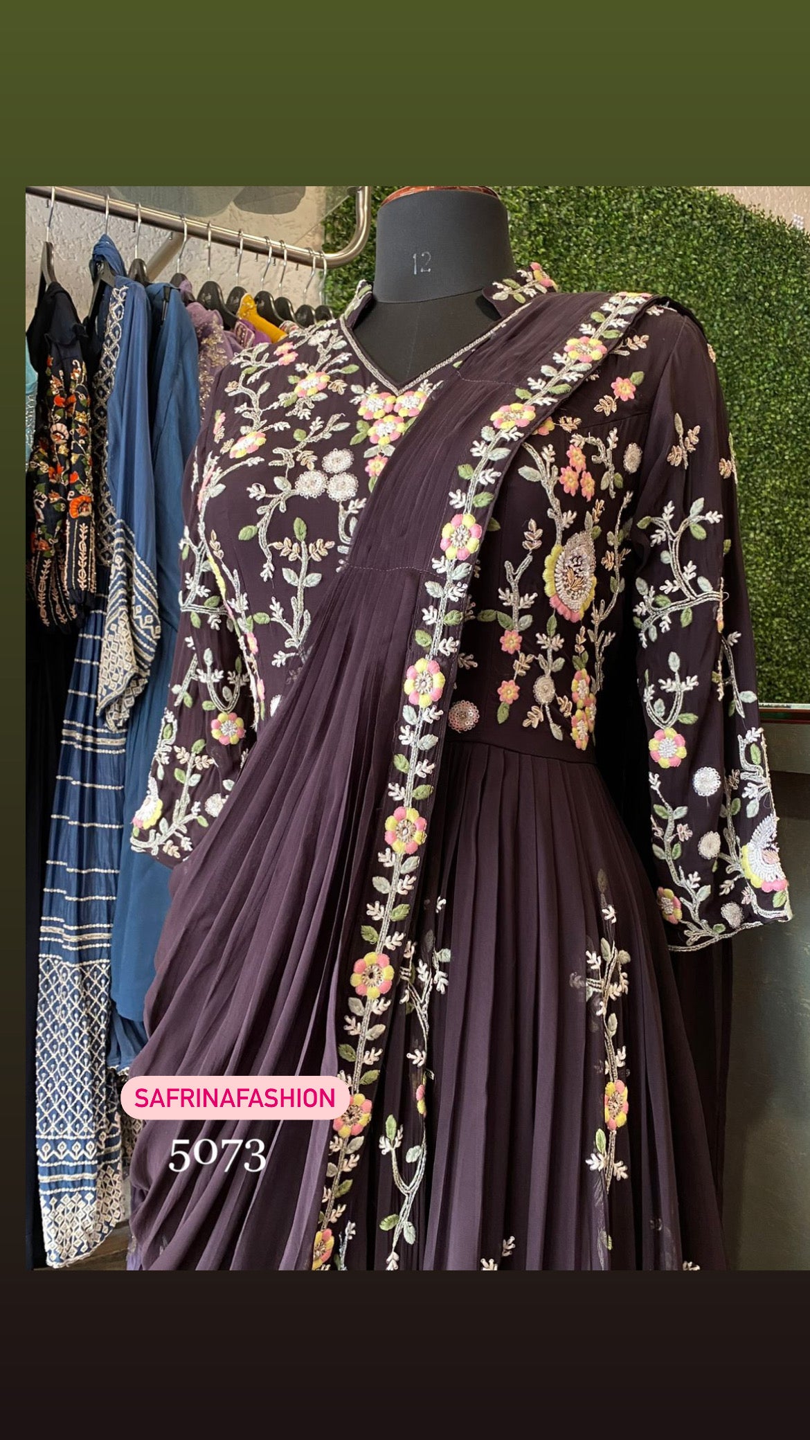 Black wedding indowestern embroidery dress - Saffronfashionindia