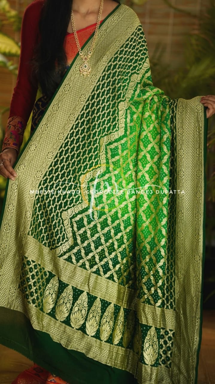 Weaving bandhej dupatta/traditional dupatta - Saffronfashionindia