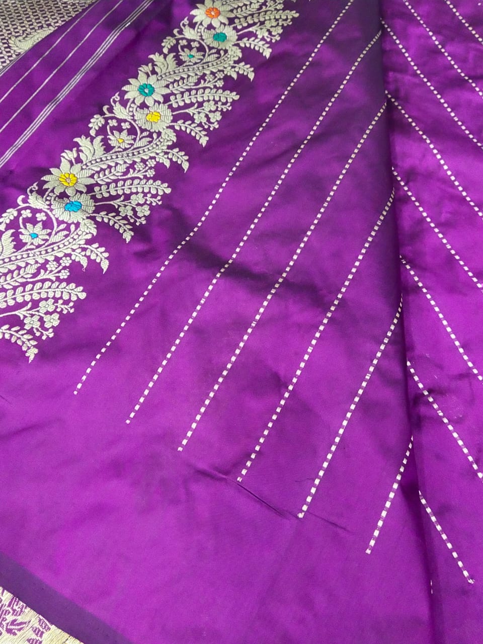 Purple Banarsi kadua Katan saree - Saffronfashionindia