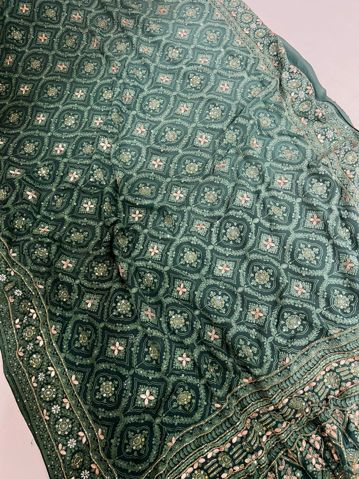 Anina Chikankari gorgette saree - Saffronfashionindia