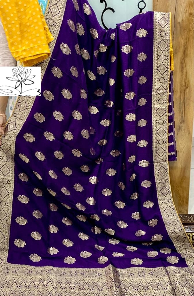 Wingly moonga crepe saree/Indian saree - Saffronfashionindia