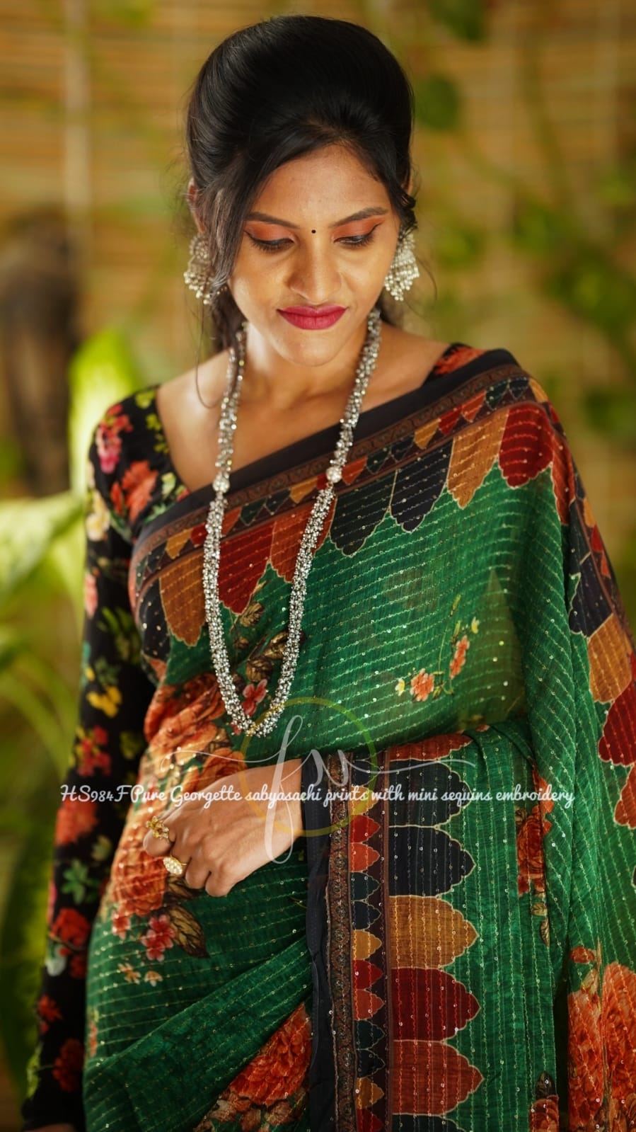 Gulmohar sequins saree - Saffronfashionindia