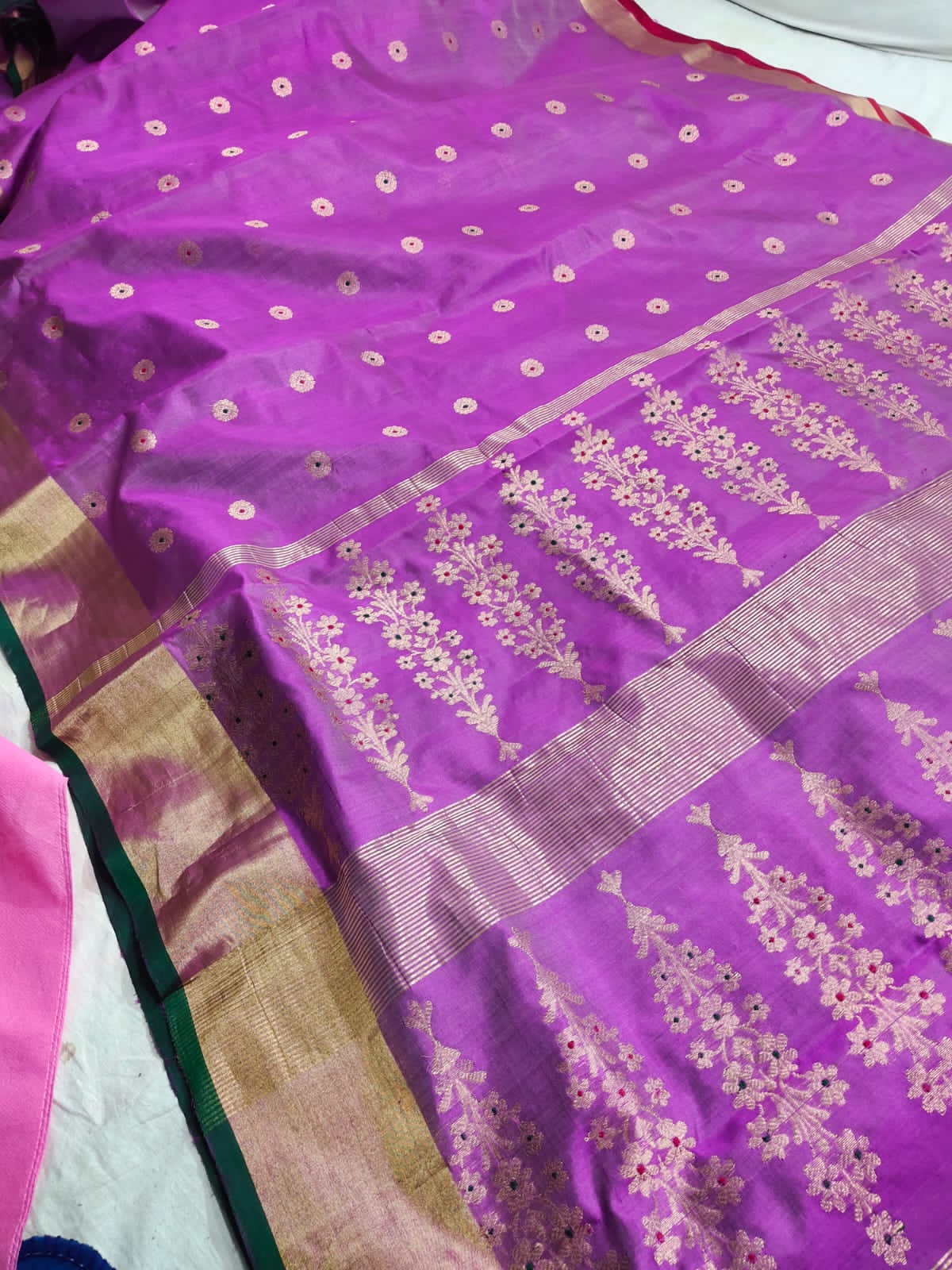 Purple Chanderi saree - Saffronfashionindia