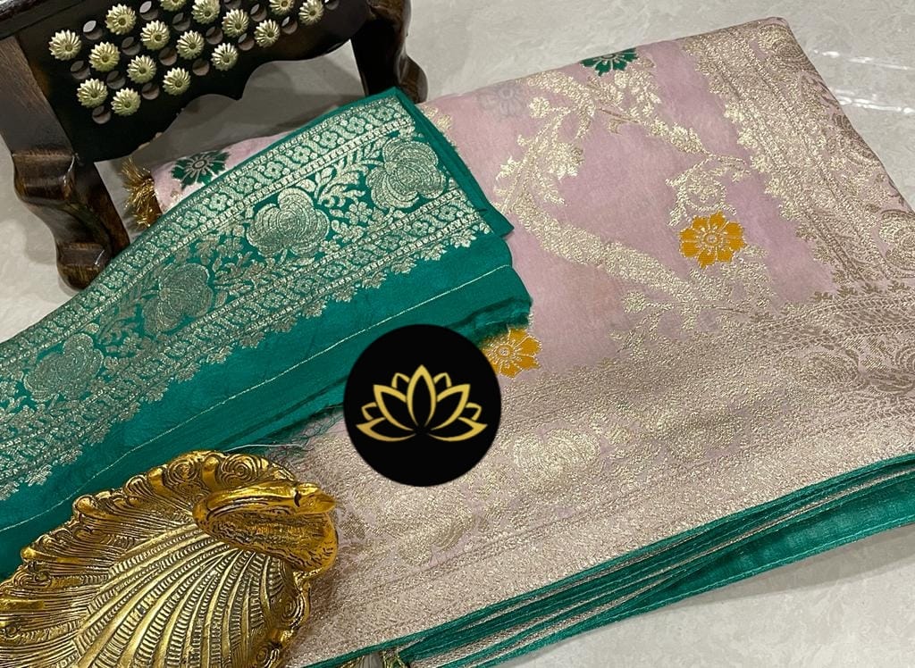 Venshik banarsi moonga saree - Saffronfashionindia