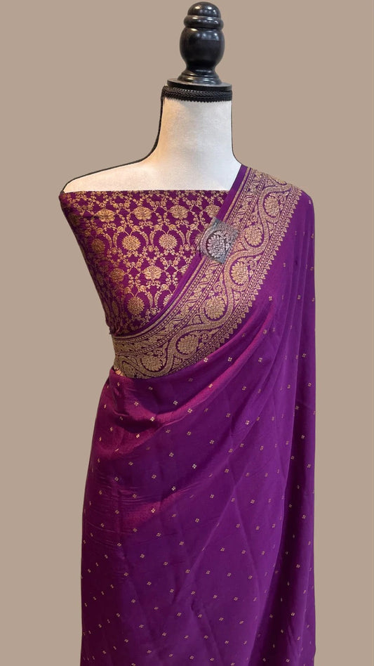 Antique inspired Banarsi crepe saree Indian saree women sari blouse Saffronfashion