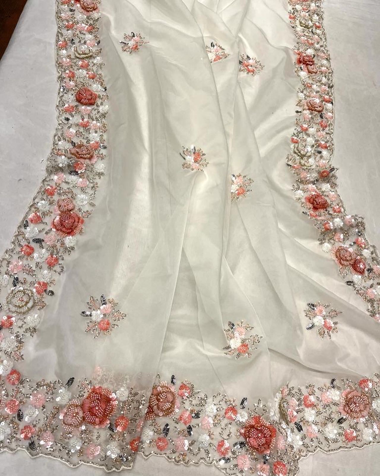 Venus floral organza saree - Saffronfashionindia