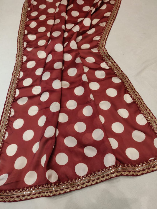 Polka dot organza saree - Saffronfashionindia