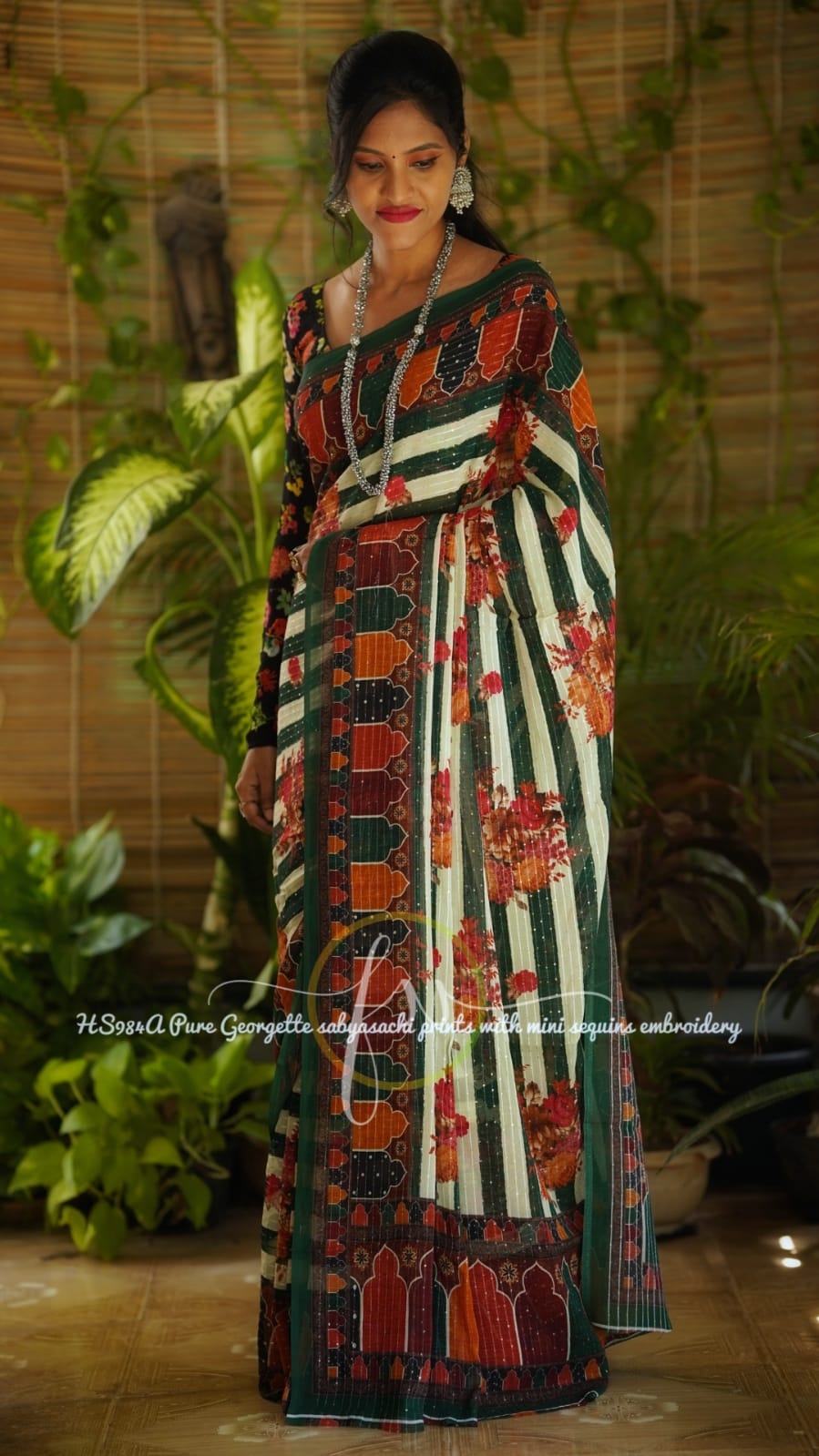 Gulmohar sequins saree - Saffronfashionindia