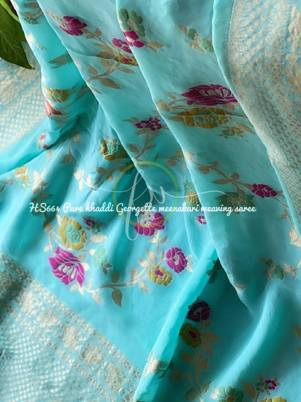 Pinashi gorgette saree - Saffronfashionindia