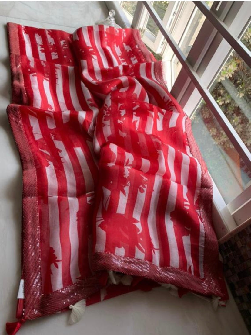 Valentine organzasaree - Saffronfashionindia