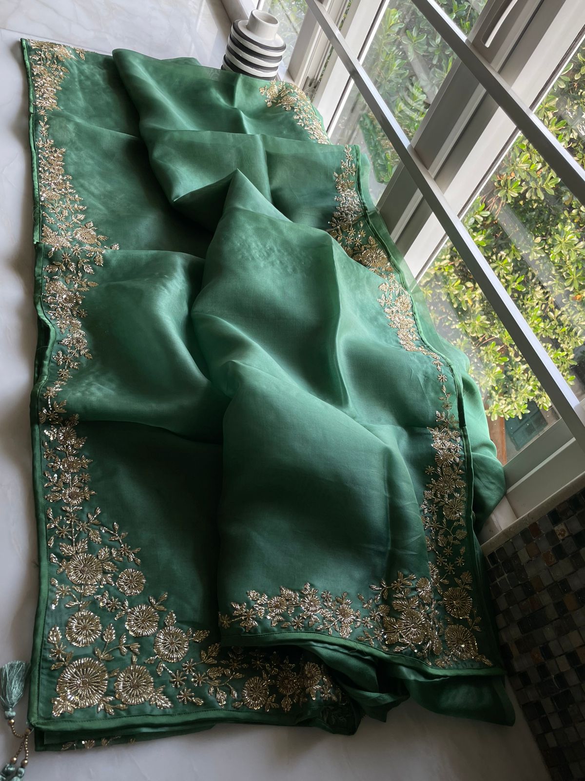 Katdana organza saree - Saffronfashionindia