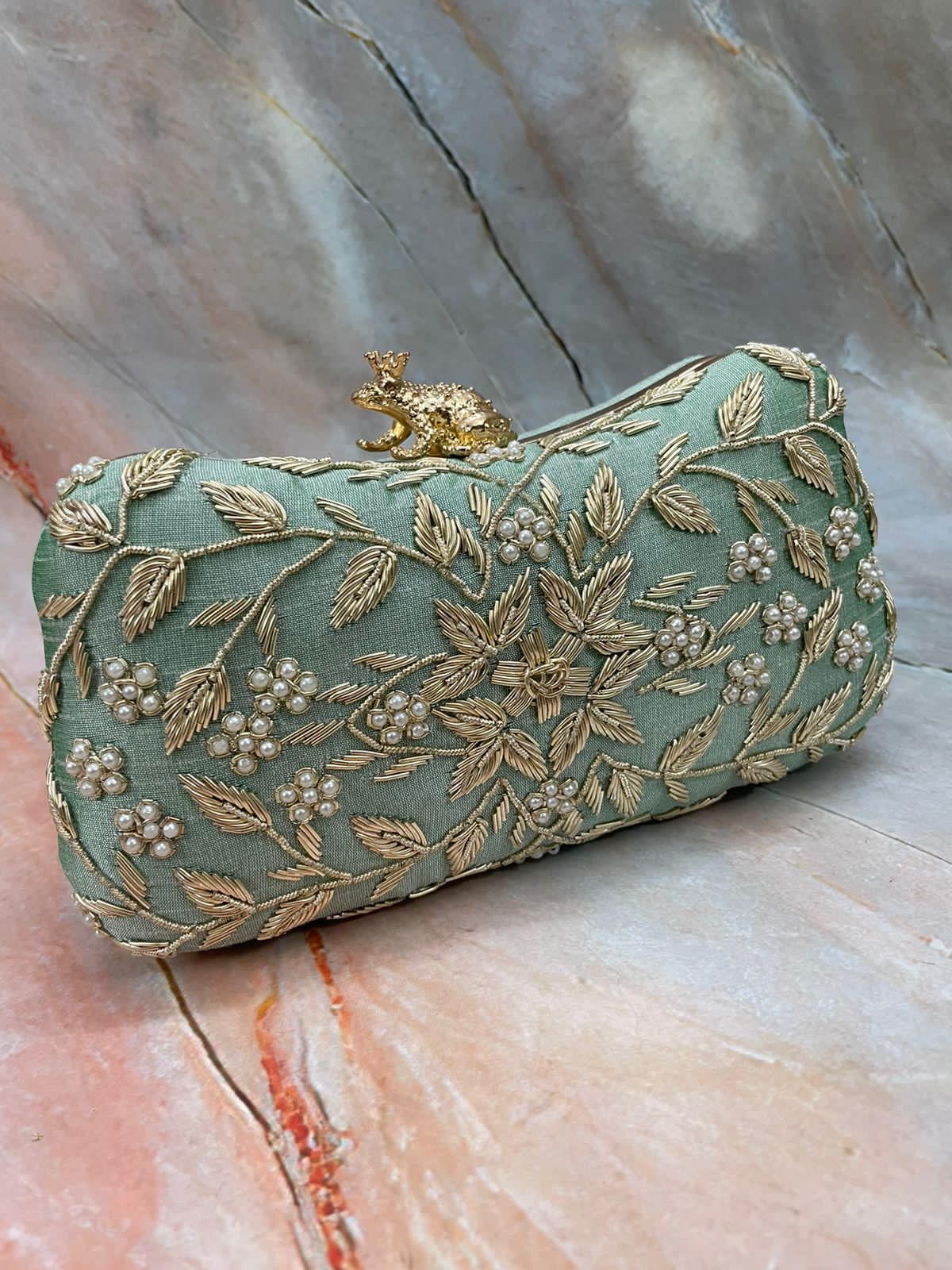 Safli clutch,,,,knob clutch,,,,Zardari clutch - Saffronfashionindia