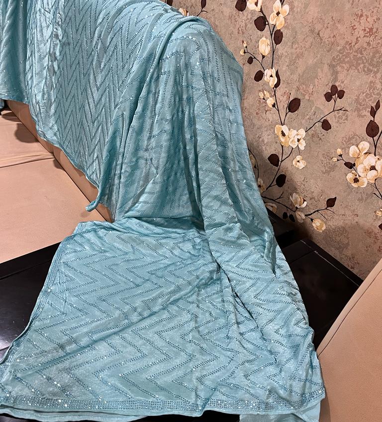 Swarovski satin designer saree - Saffronfashionindia