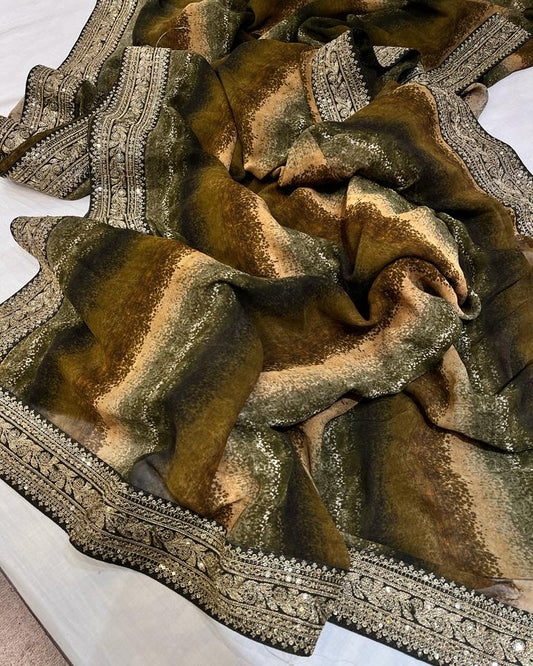 Perisha gorgette saree - Saffronfashionindia