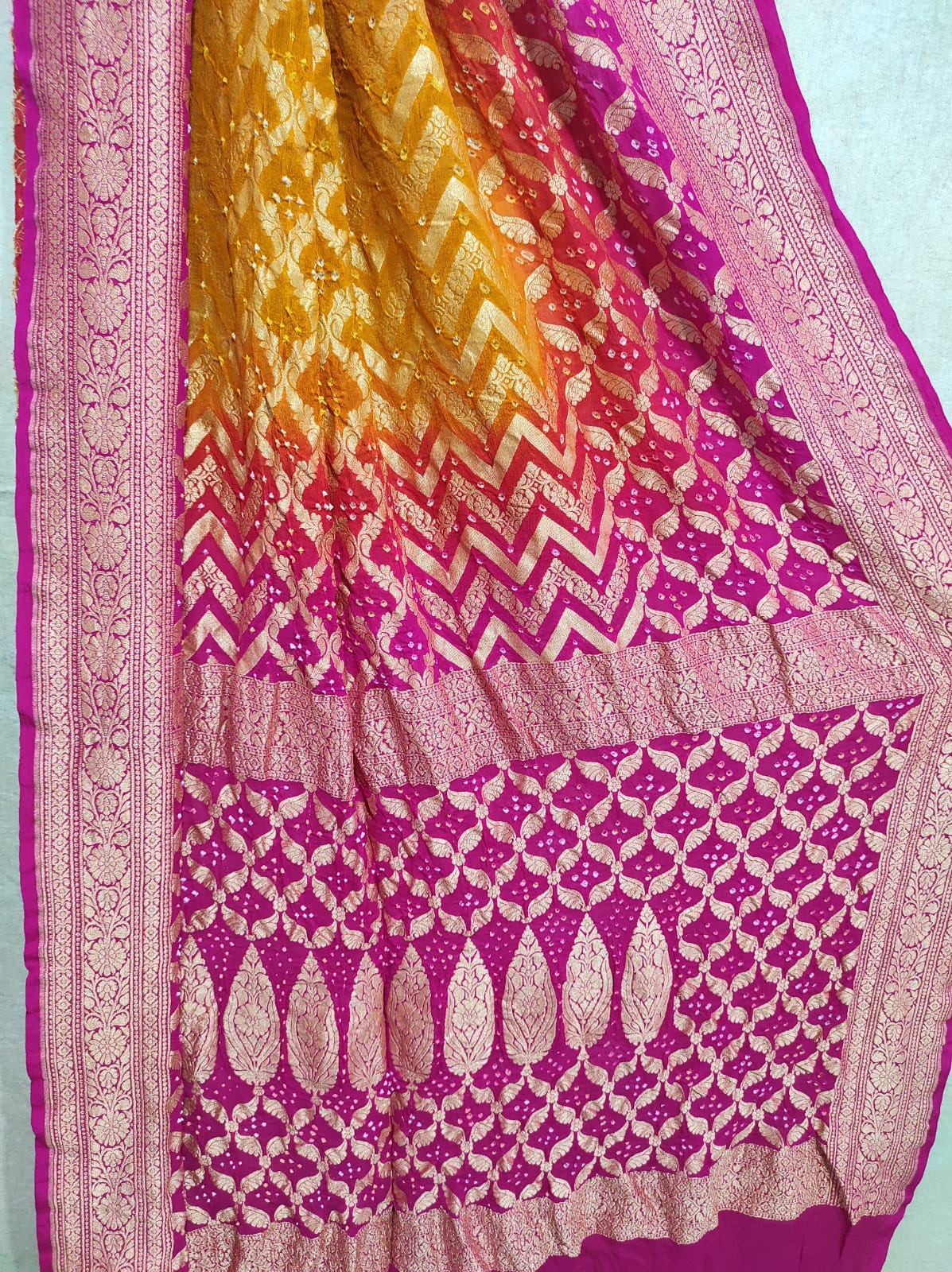 Malvi bandhani banarsi saree - Saffronfashionindia