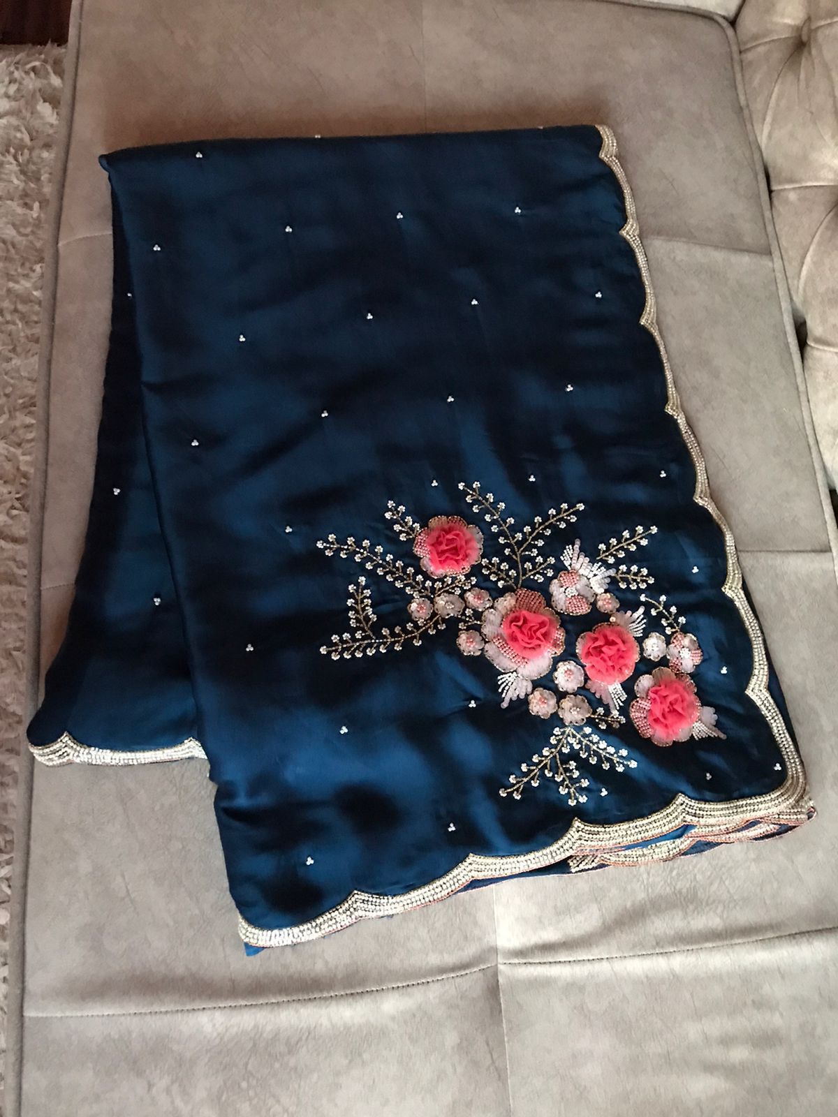 Anisha luxury satin saree - Saffronfashionindia