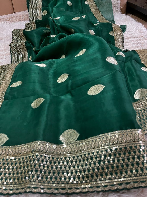 Emerald kora inspired saree