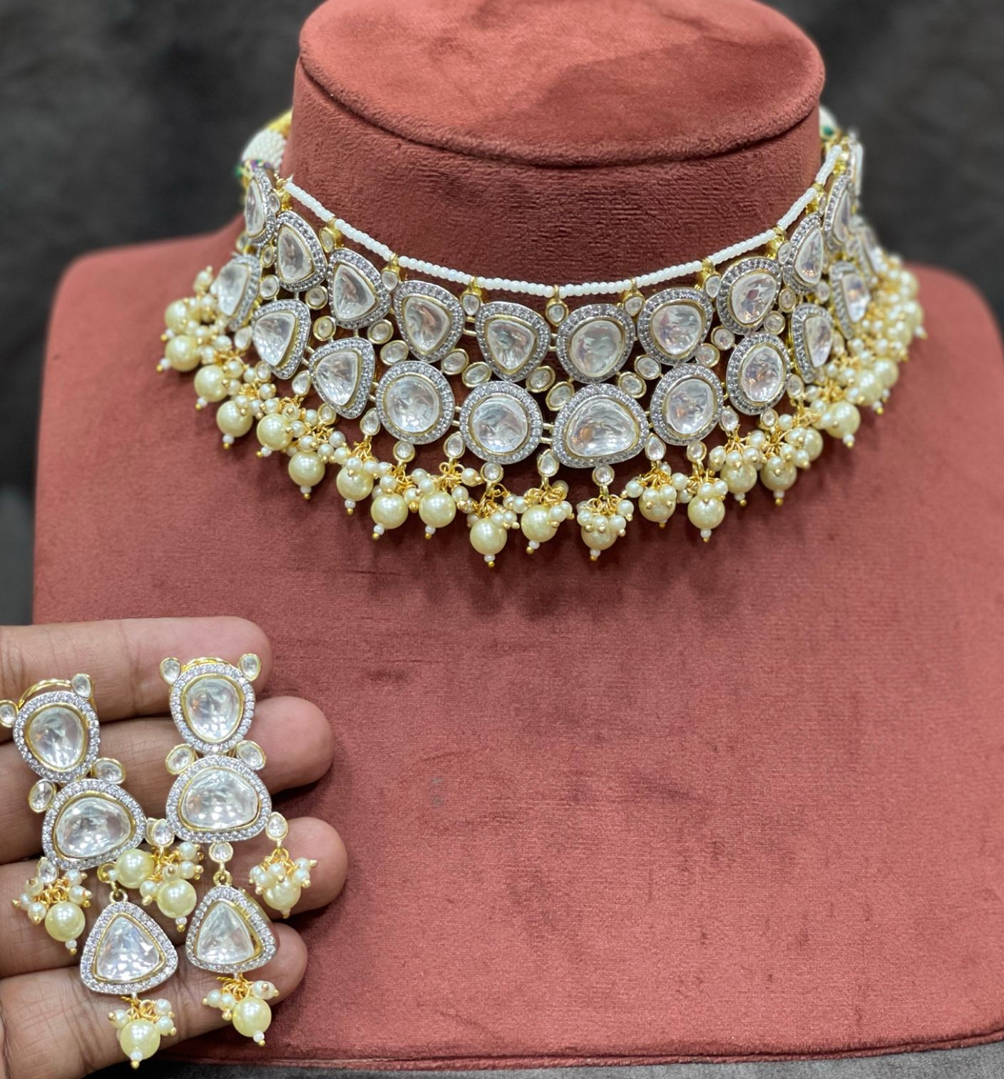Ragini Kundan polki choker set - Saffronfashionindia