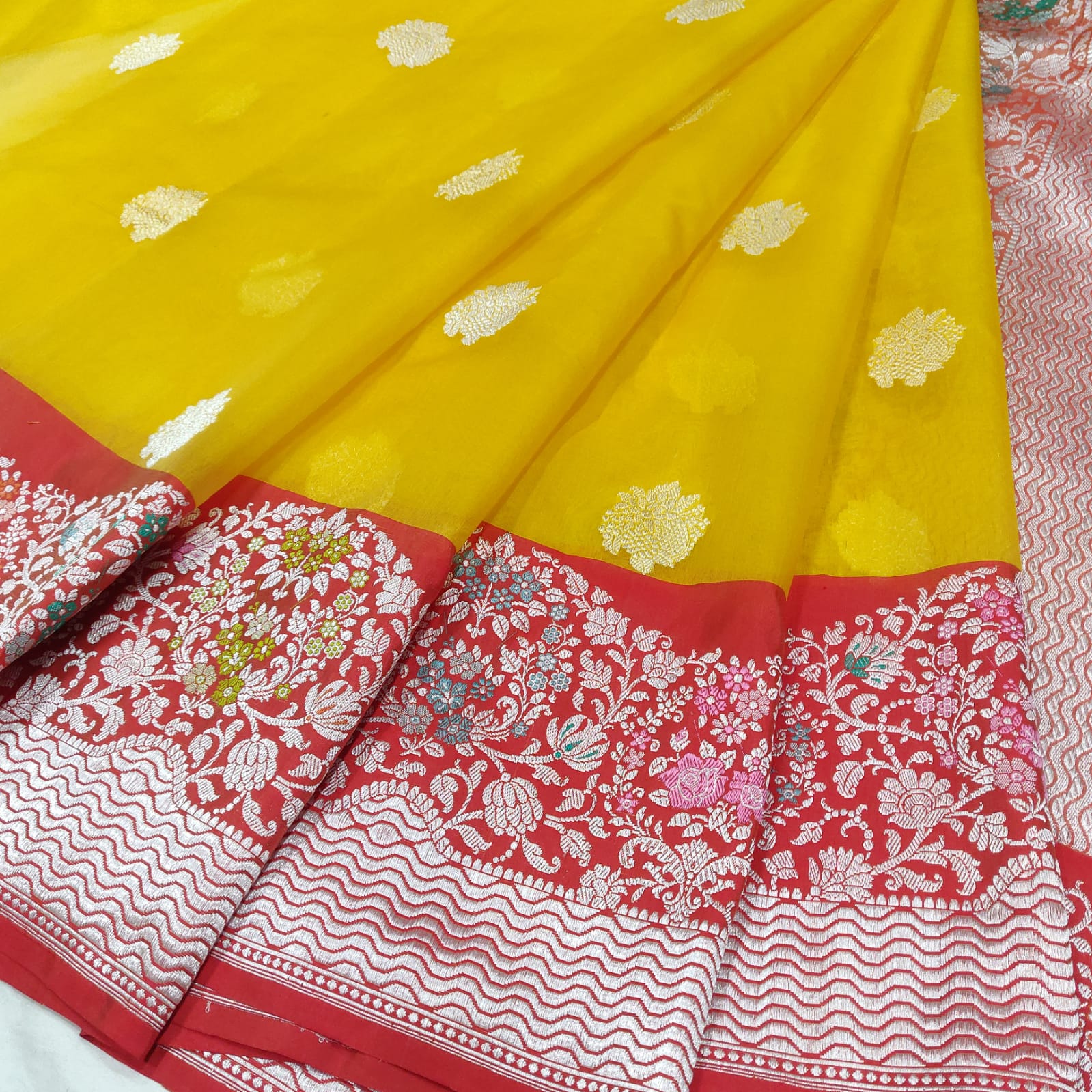 Radhe Meenakari Katan exclusive silk sari - Saffronfashionindia
