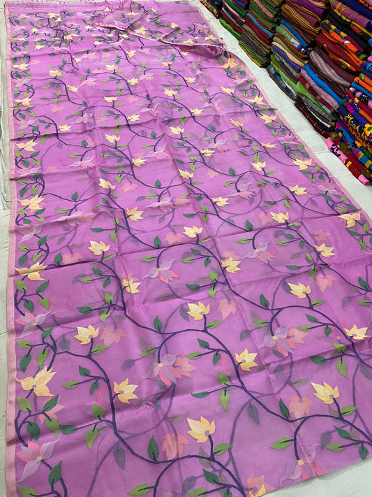 Fairly pink jamdani saree - Saffronfashionindia