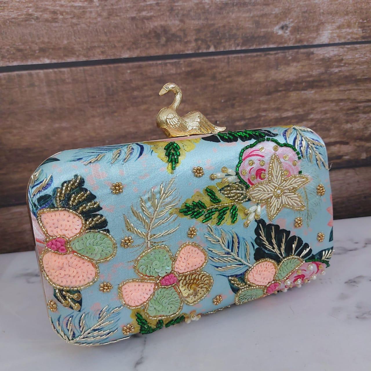 Swan printed clutch - Saffronfashionindia